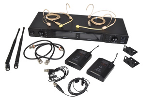 Professional Dual UHF Diversity Wireless Mic System 863-865MHz CH70 or 606-614MHz CH38